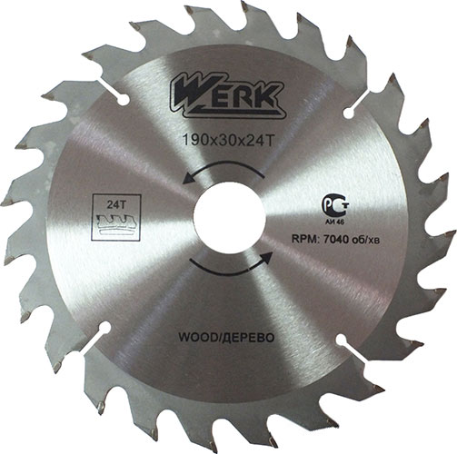 Диск пильний для деревини 190/30 24 Т