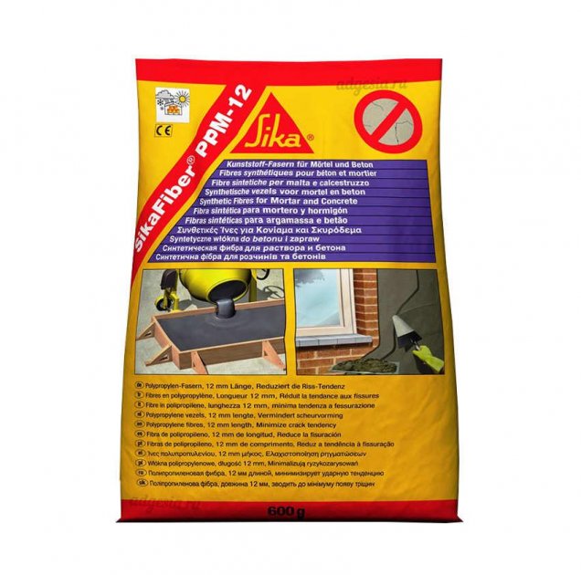 Фібра 6 мм для армування бетону синтетика 0,9кг