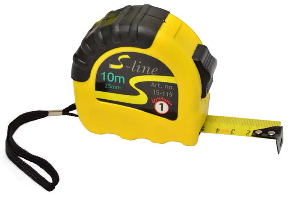 15-119 Рулетка резин. корпус,  фіксатором, 10 мх25