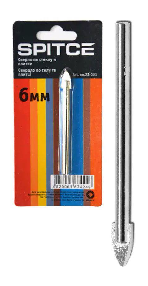 Свердло по склу та плитці 6мм Spitce (22-001)