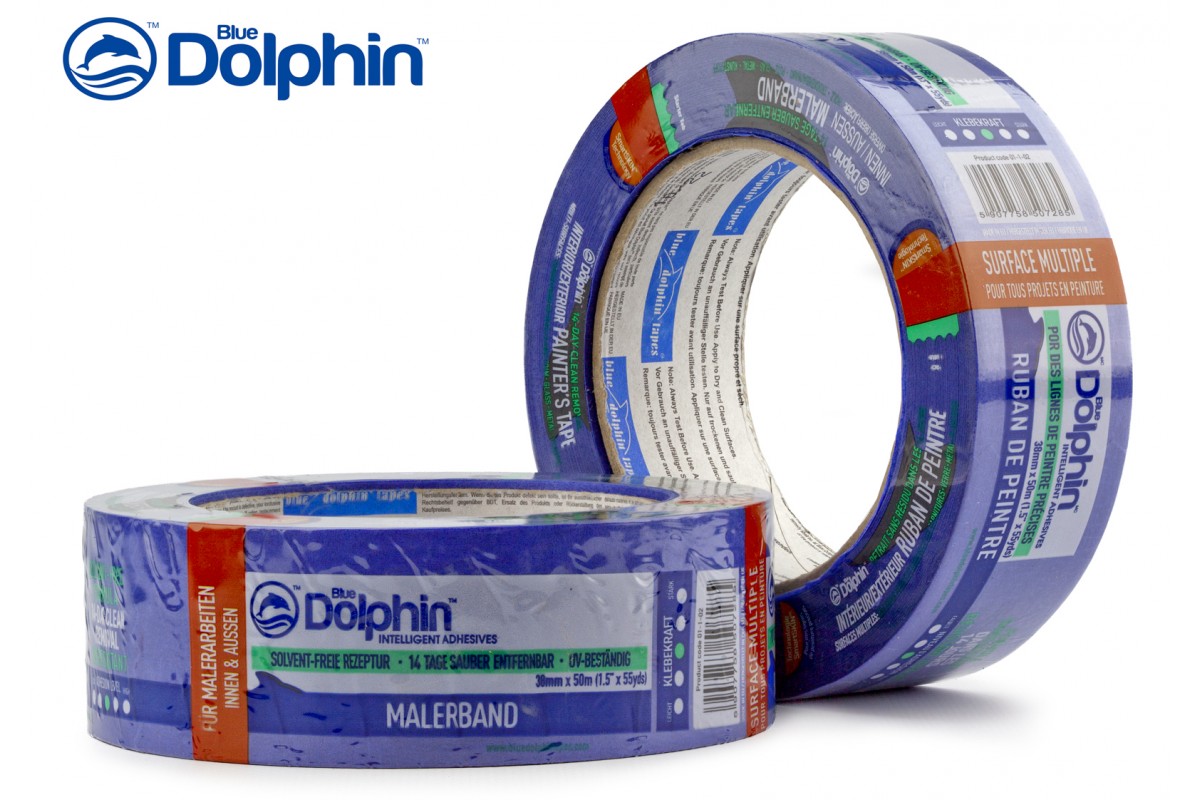 Стрічка малярська 38 мм*50 m.(СИНЯ ФАСАД) 14 дней DOLPHIN • 10-057