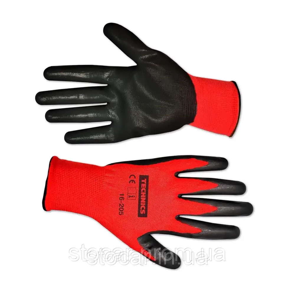 Рукавички з покриттям, червоно-чорні 16-205