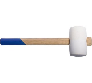 Киянка гумова 340г, біла гума дерев'яна ручка • 39-004