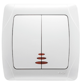 Вимикач 2-кл. з підсвічуванням Білий  VI-KO CARMEN 90561050